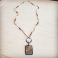 Picture Jasper & Crystal Long Beaded Necklace w/ Jasper Pendant 262t