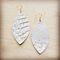 **Leather Oval Earring-White and Gold Gator 209r
