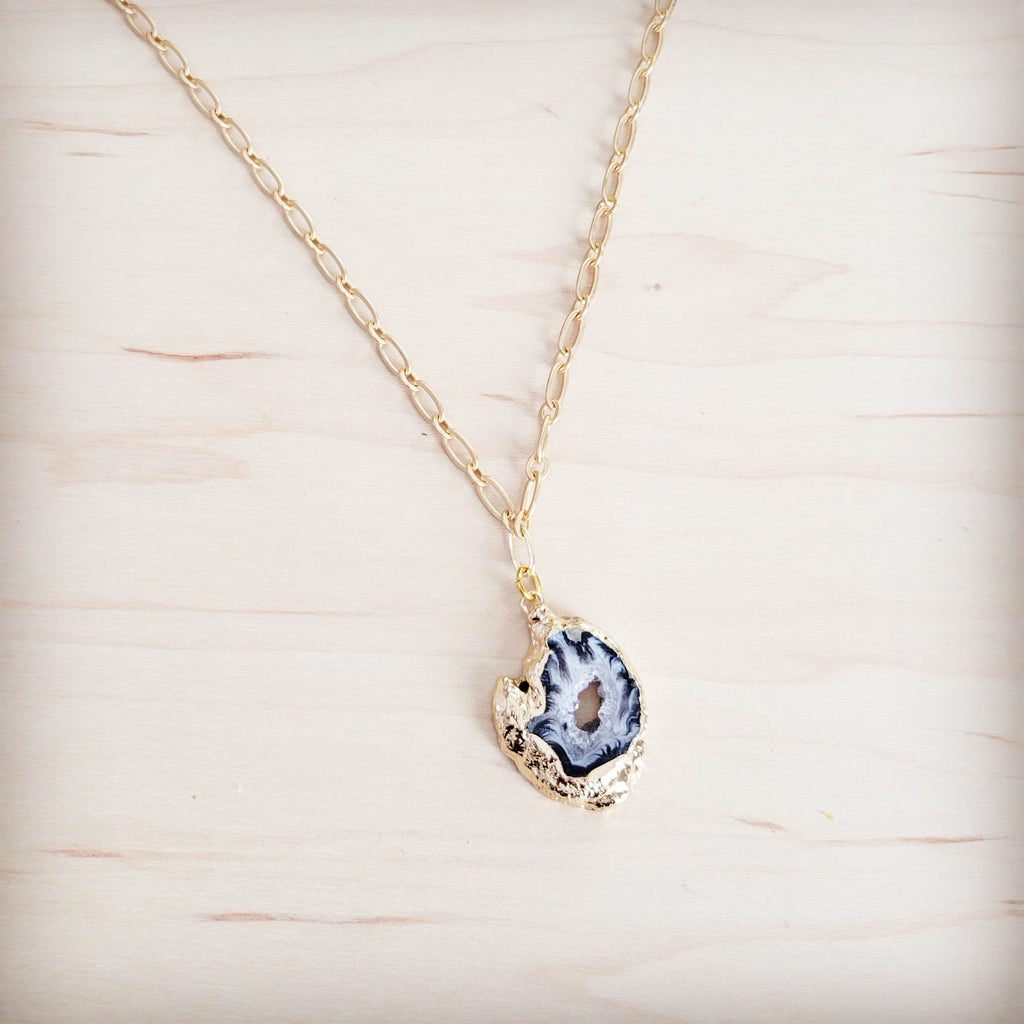 **Gilded Black Agate Necklace 257ma