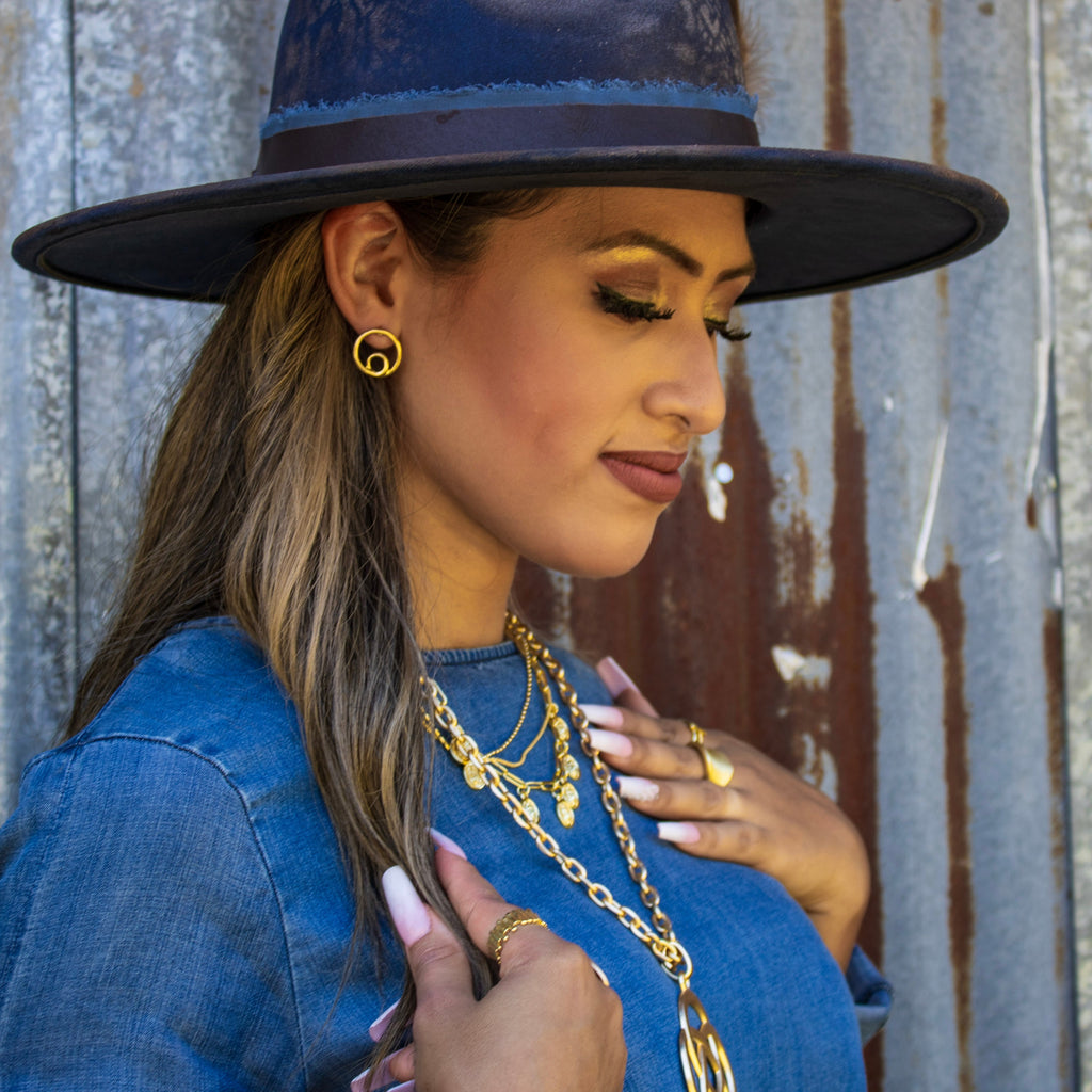 **Matte Gold Double Circle Earrings 200g