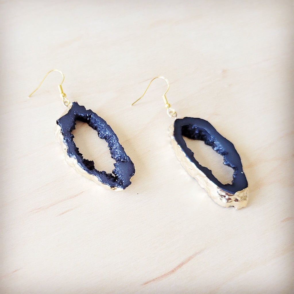 Elegant Crystalized Geode Dangle Earrings 219cz
