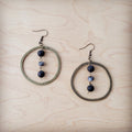 Western Copper Hoop Earrings w/ Labradorite Beads 200v