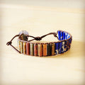 **Woven Picasso Jasper & Lapis Beaded Bracelet 809z
