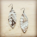 **Narrow Leather Oval Earrings-Aztec Gold 217x