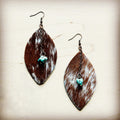 **Leather Oval w/ Turquoise Drop in Speckled Hair-on-Hide 218c