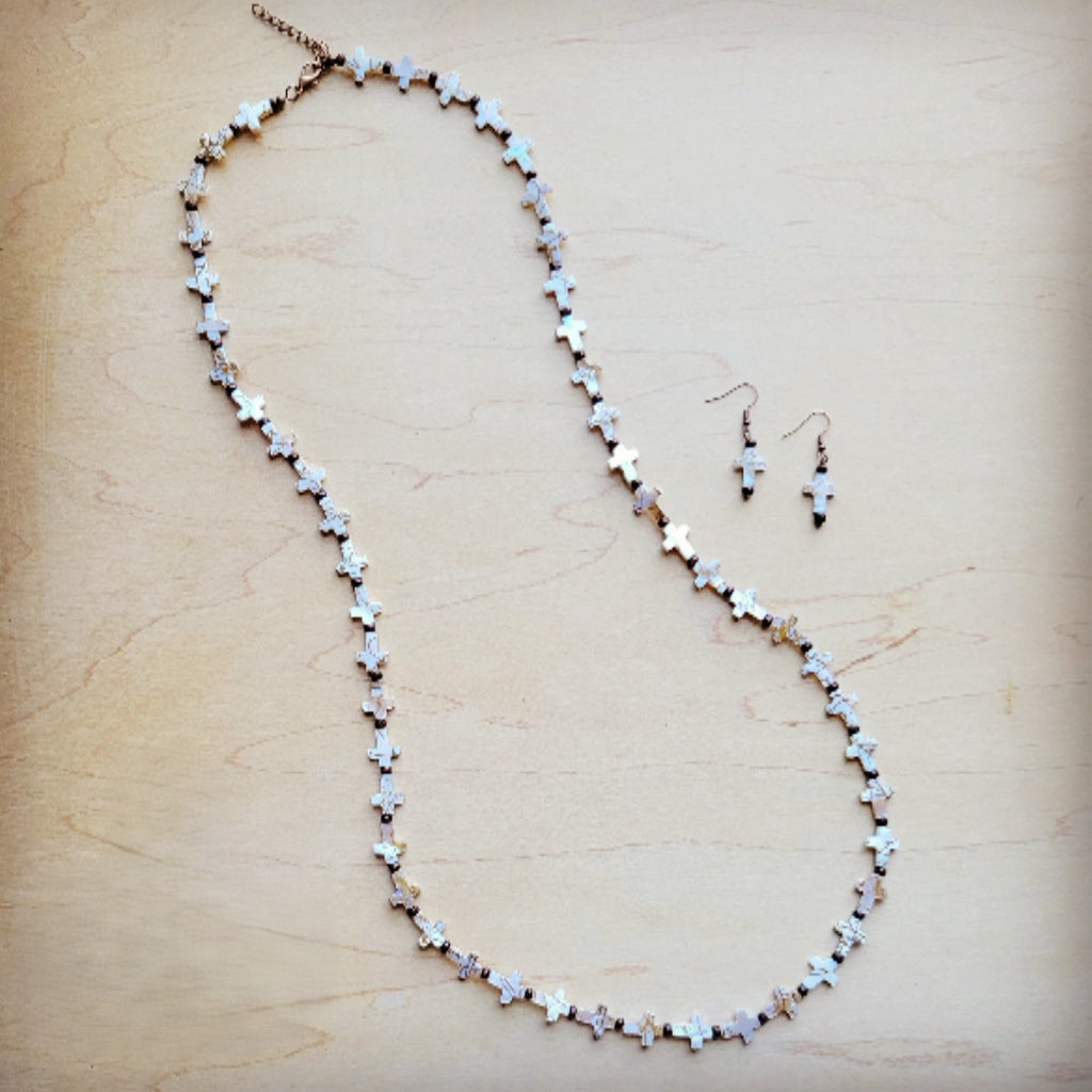 **Mother-of-Pearl Cross Earrings 224c