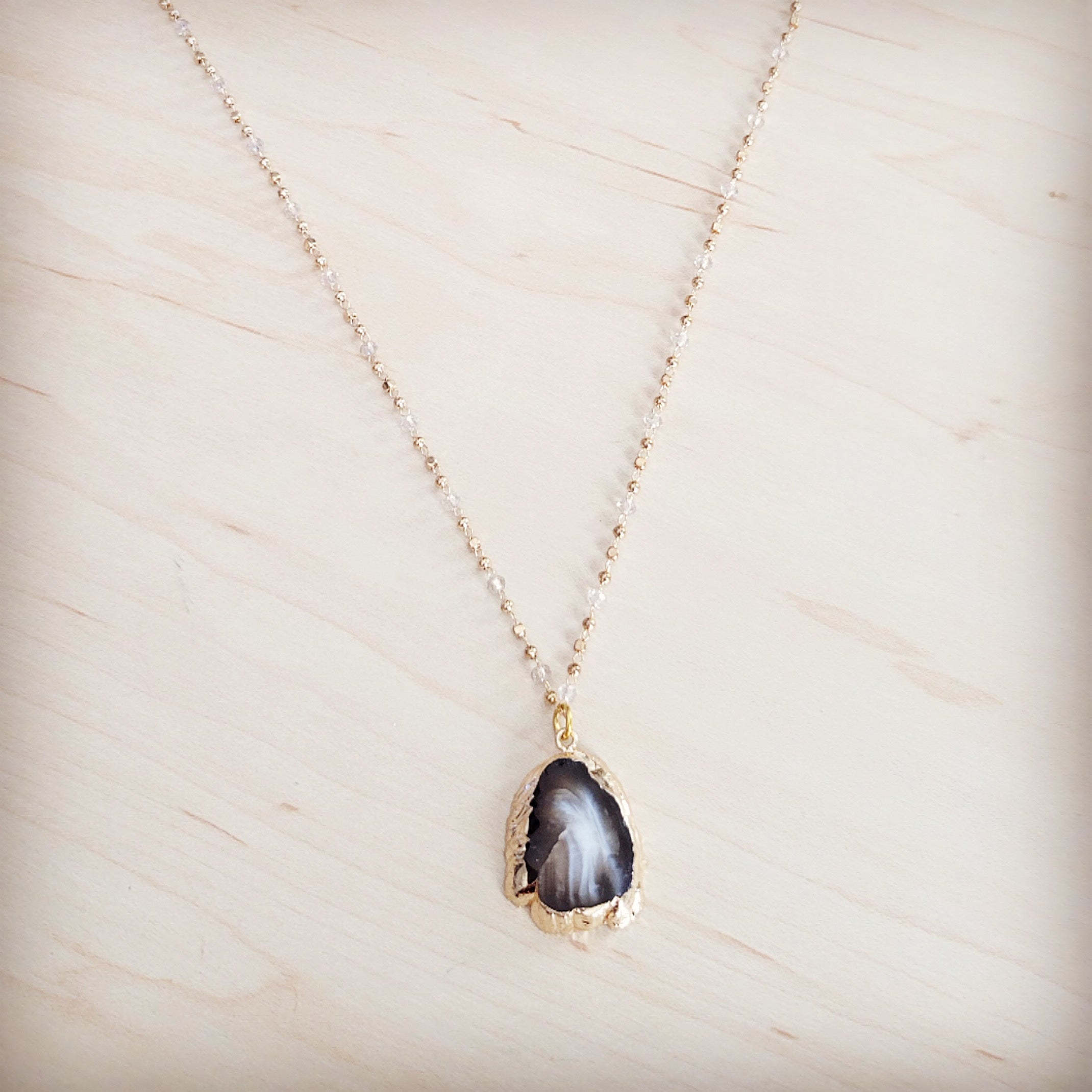 **Gilded Black Agate Necklace 257ma