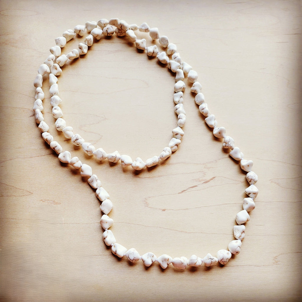 Boho Beaded Layering Necklace in White Turquoise 254q