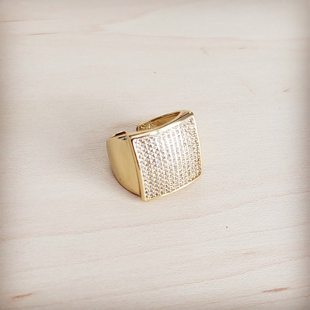 Square Sparkle Gilded Statement Ring 013mm