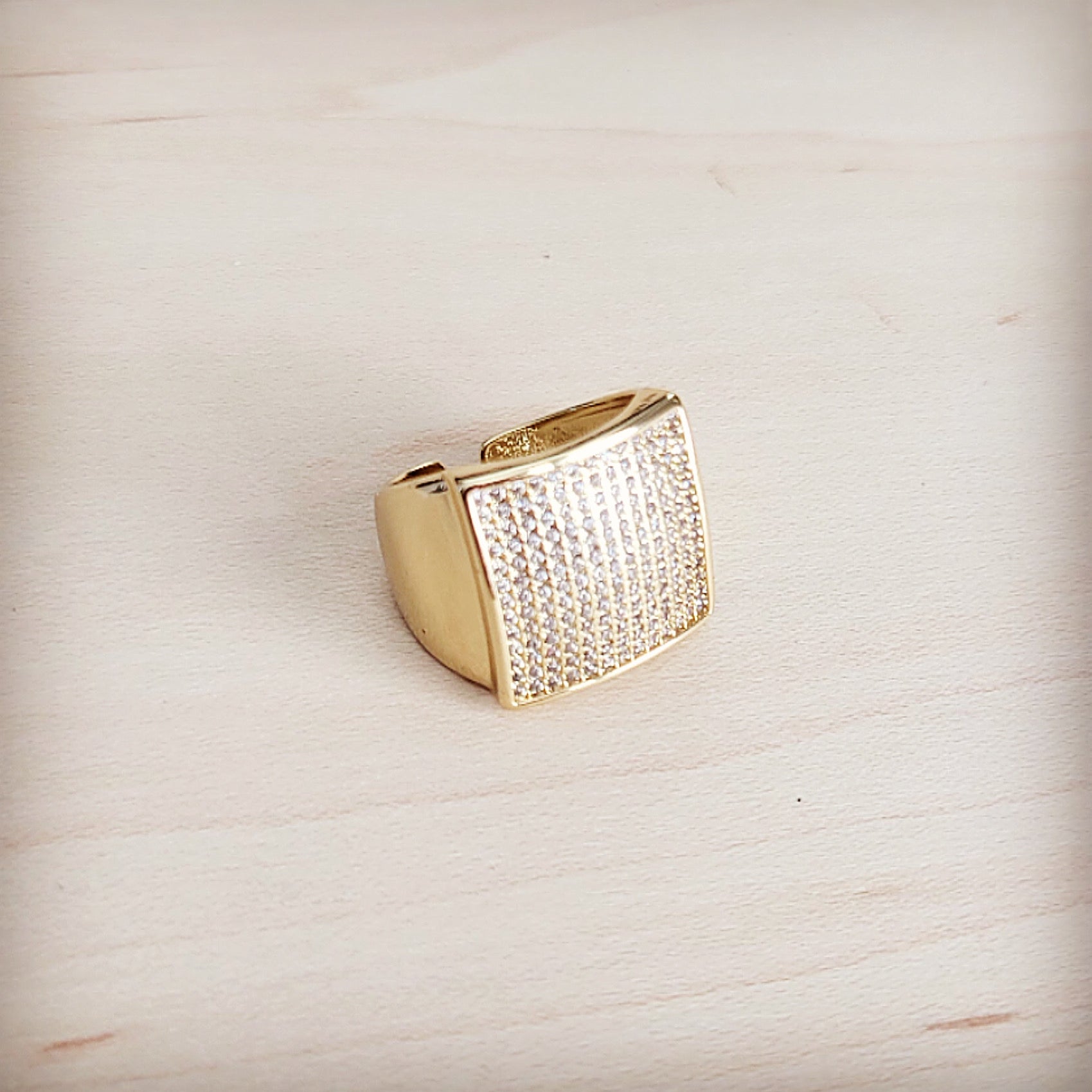 Square Sparkle Gilded Statement Ring 013mm