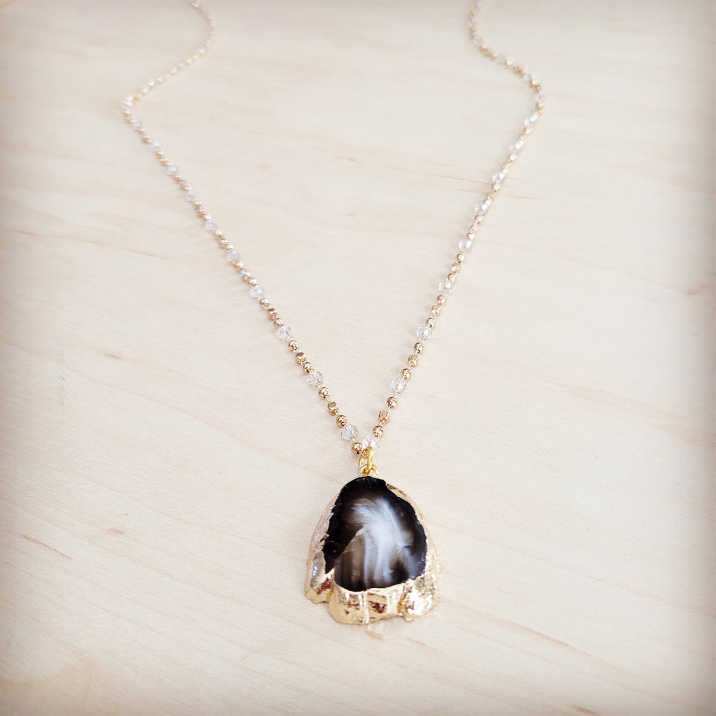 **Gilded Black Agate Necklace 257ma