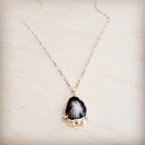 **Gilded Black Agate Necklace 257ma