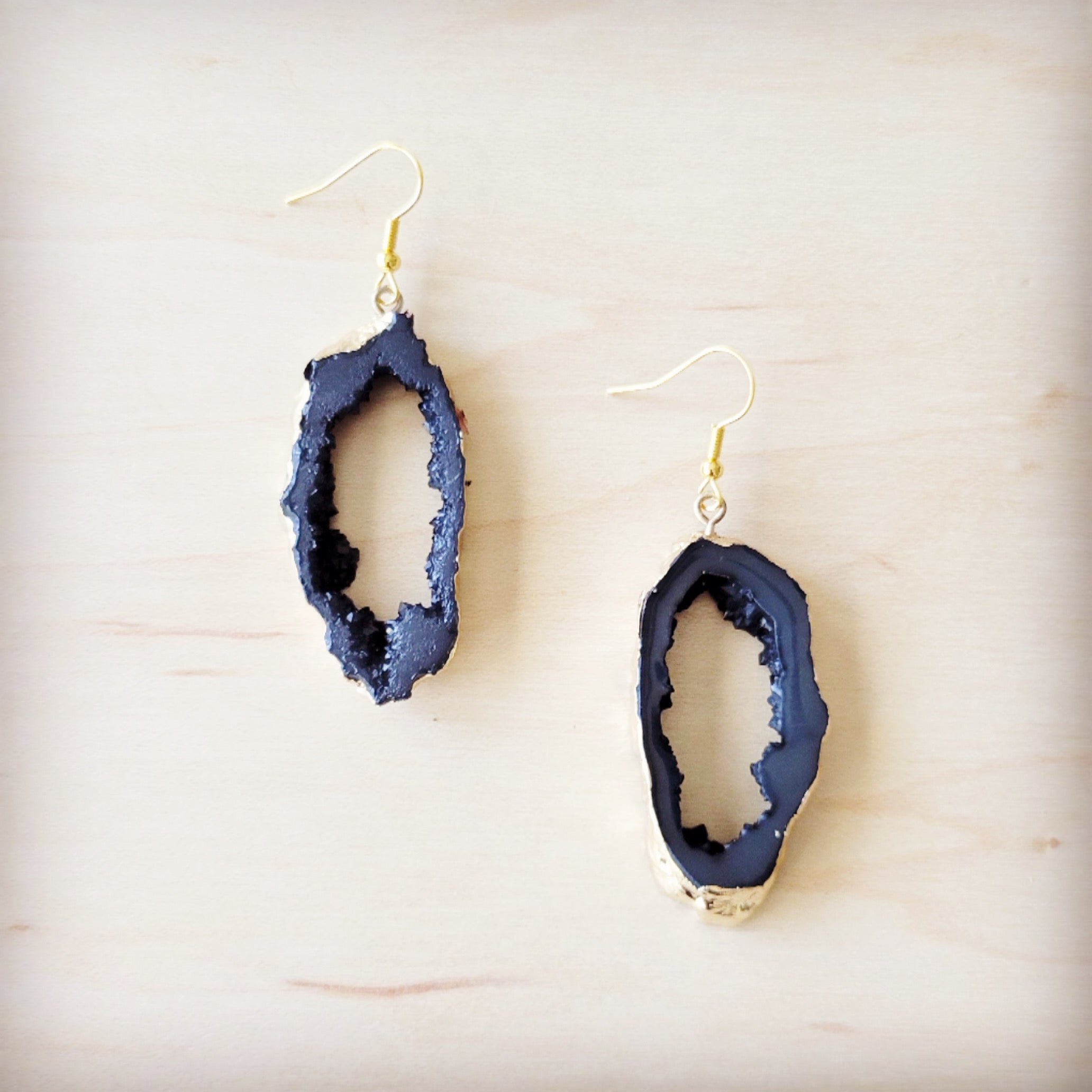 Elegant Crystalized Geode Dangle Earrings 219cz