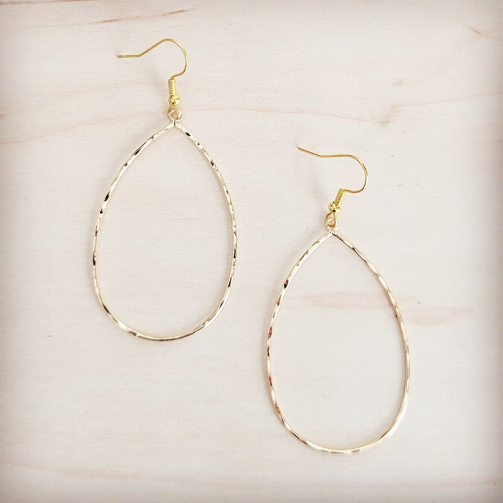 Hammered Gold Oval Hoop Earrings 200bl