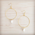 Beaded Hoop Earrings- Freshwater Pearl Dangle 200bf