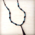 Natural American Turquoise Necklace w/ Wood Beads & Tassel 262i