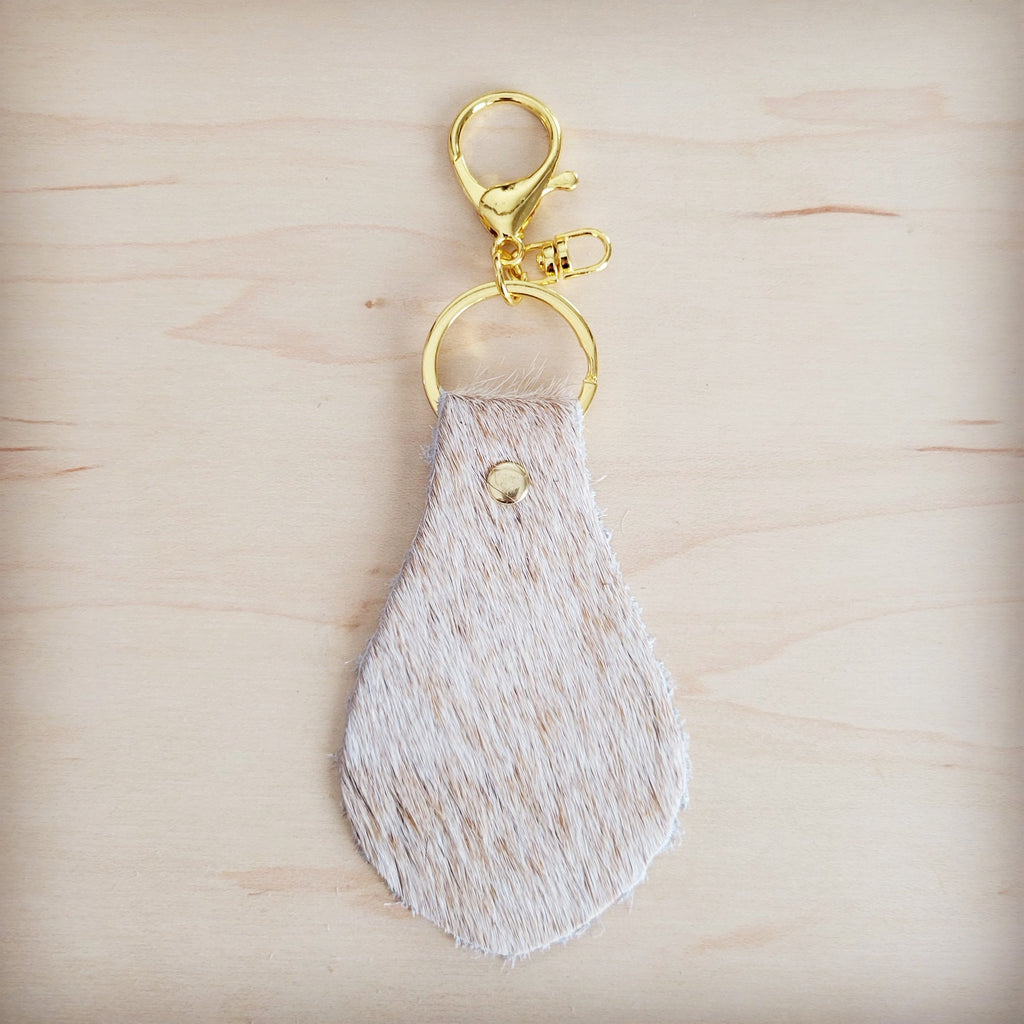 Hair-on-Hide Leather Key Chain - Light Tan 703j
