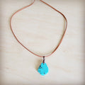**Turquoise Slab Pendant on Leather Cord Necklace 254d