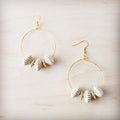 **Golden Shell Beaded Hoop Earrings 219cw
