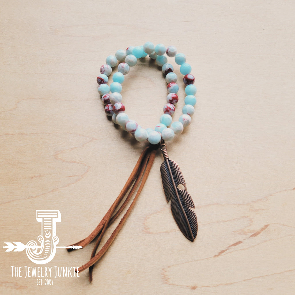 **Aqua Terra Jasper Beaded Bracelet w/ Tassel 019H