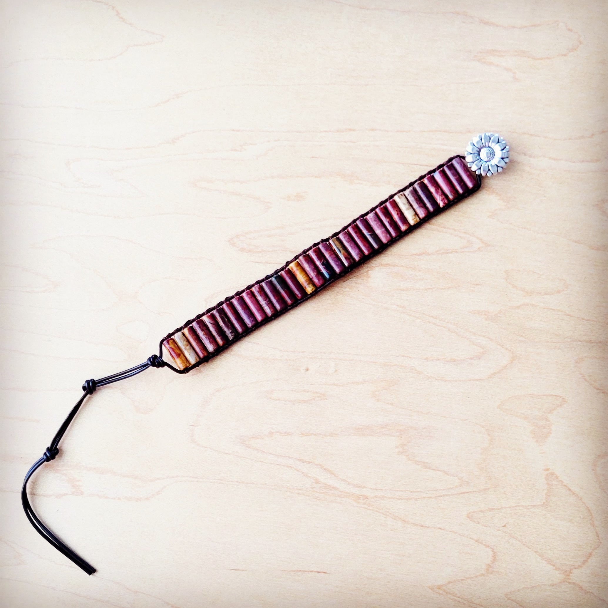 **Woven Picasso Stacked Stone Beaded Bracelet 810n