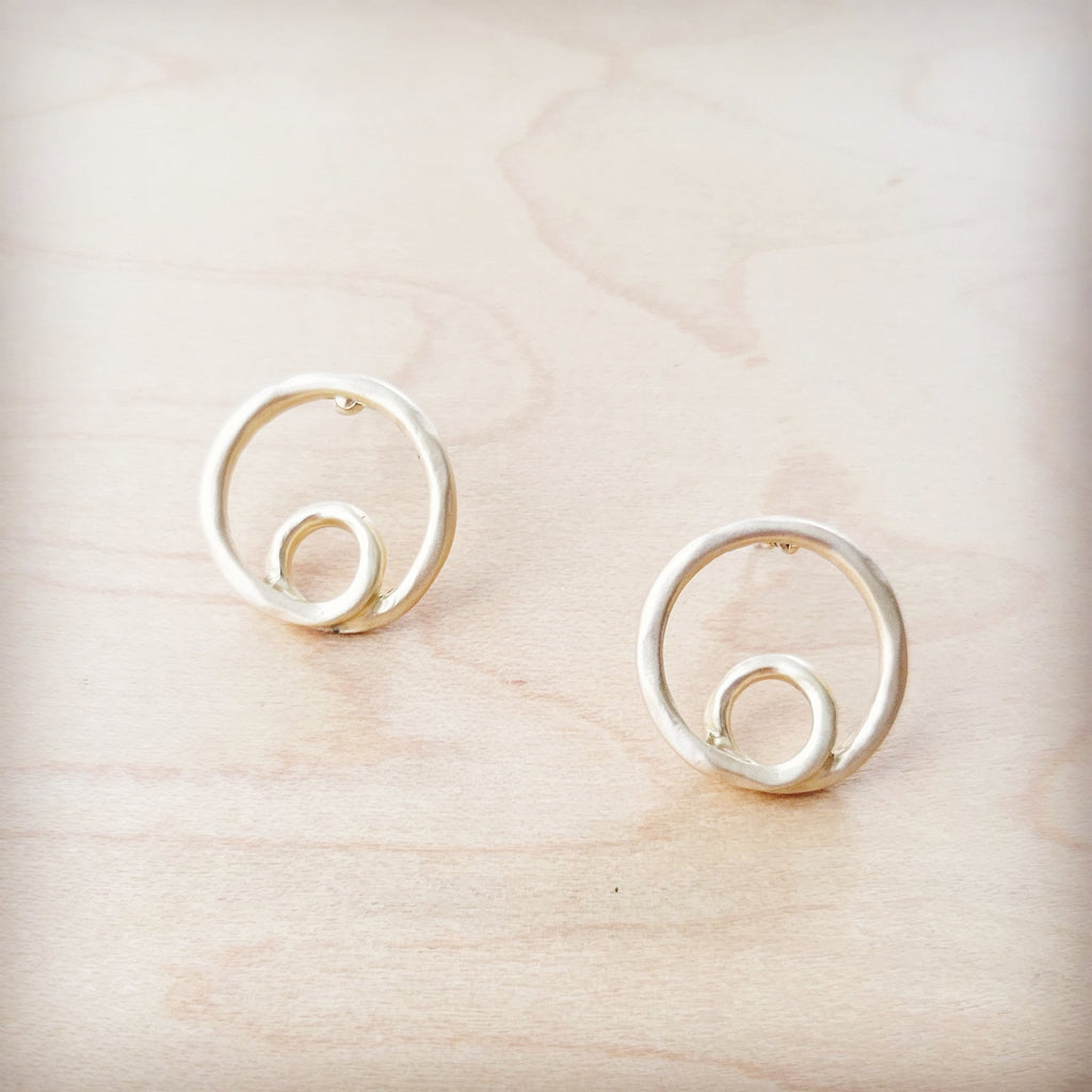 **Matte Gold Double Circle Earrings 200g