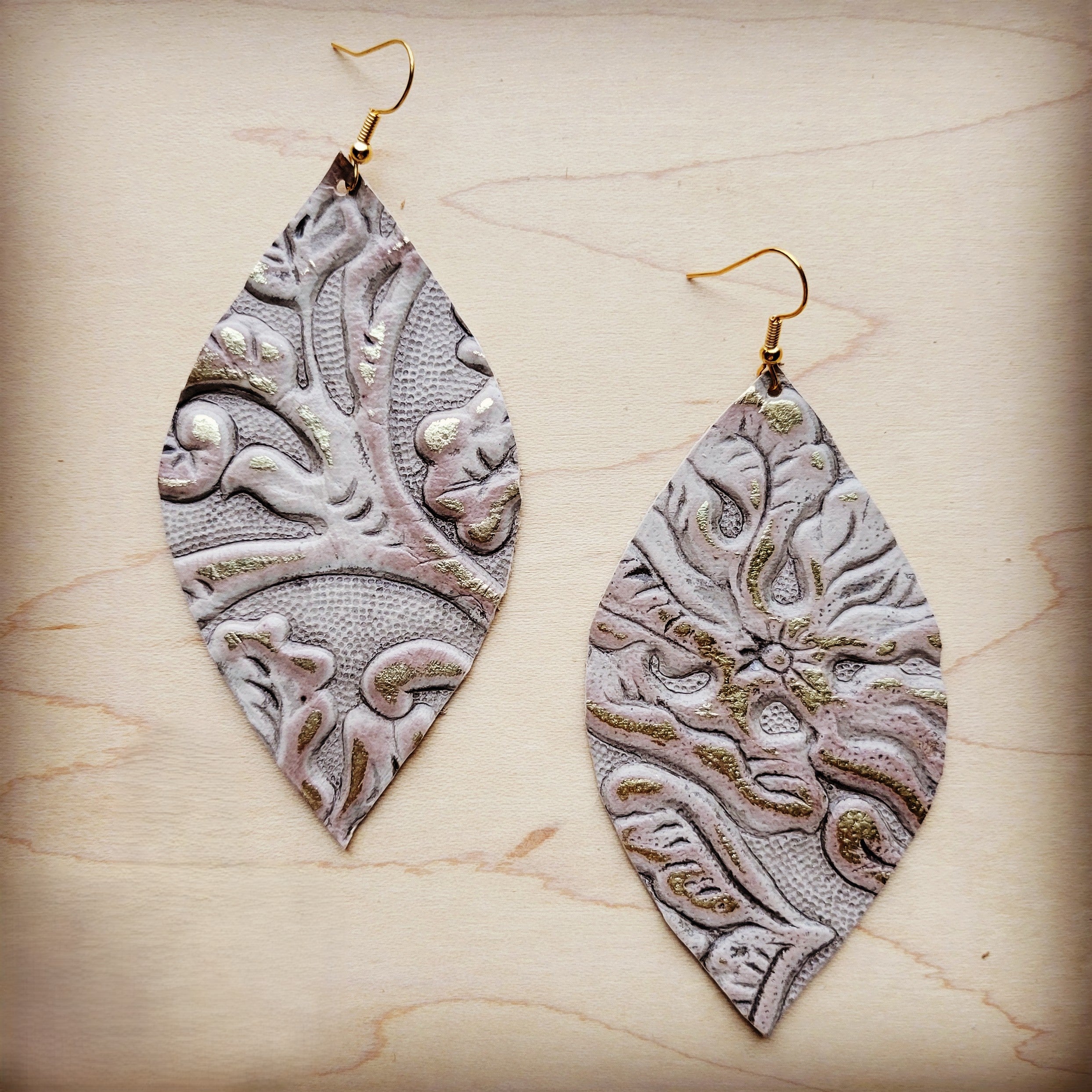**Leather Oval Earrings- Gilded Cowboy 207h