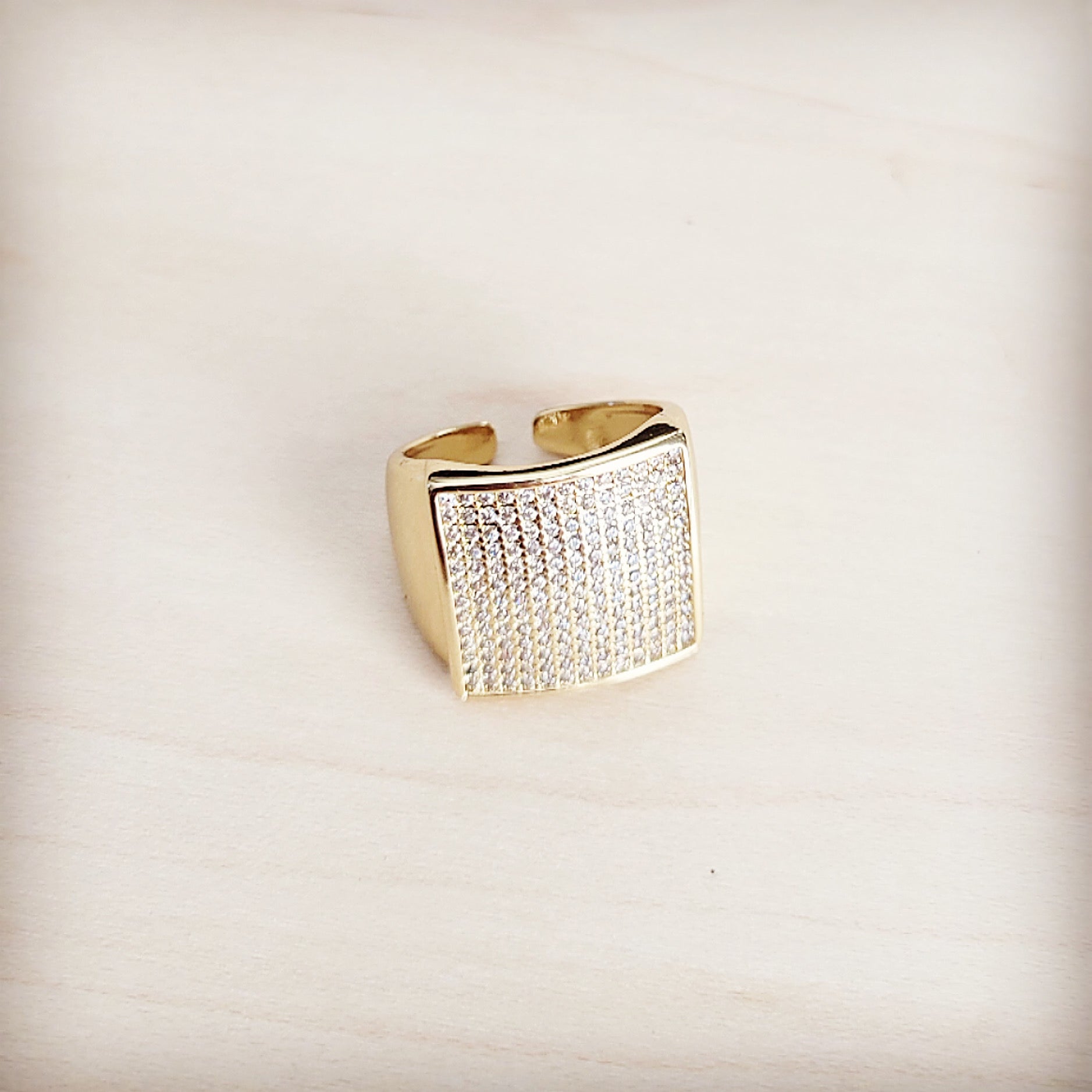 Square Sparkle Gilded Statement Ring 013mm