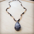 Black Lava Beaded Necklace w/ Druzy Pendant 257lb