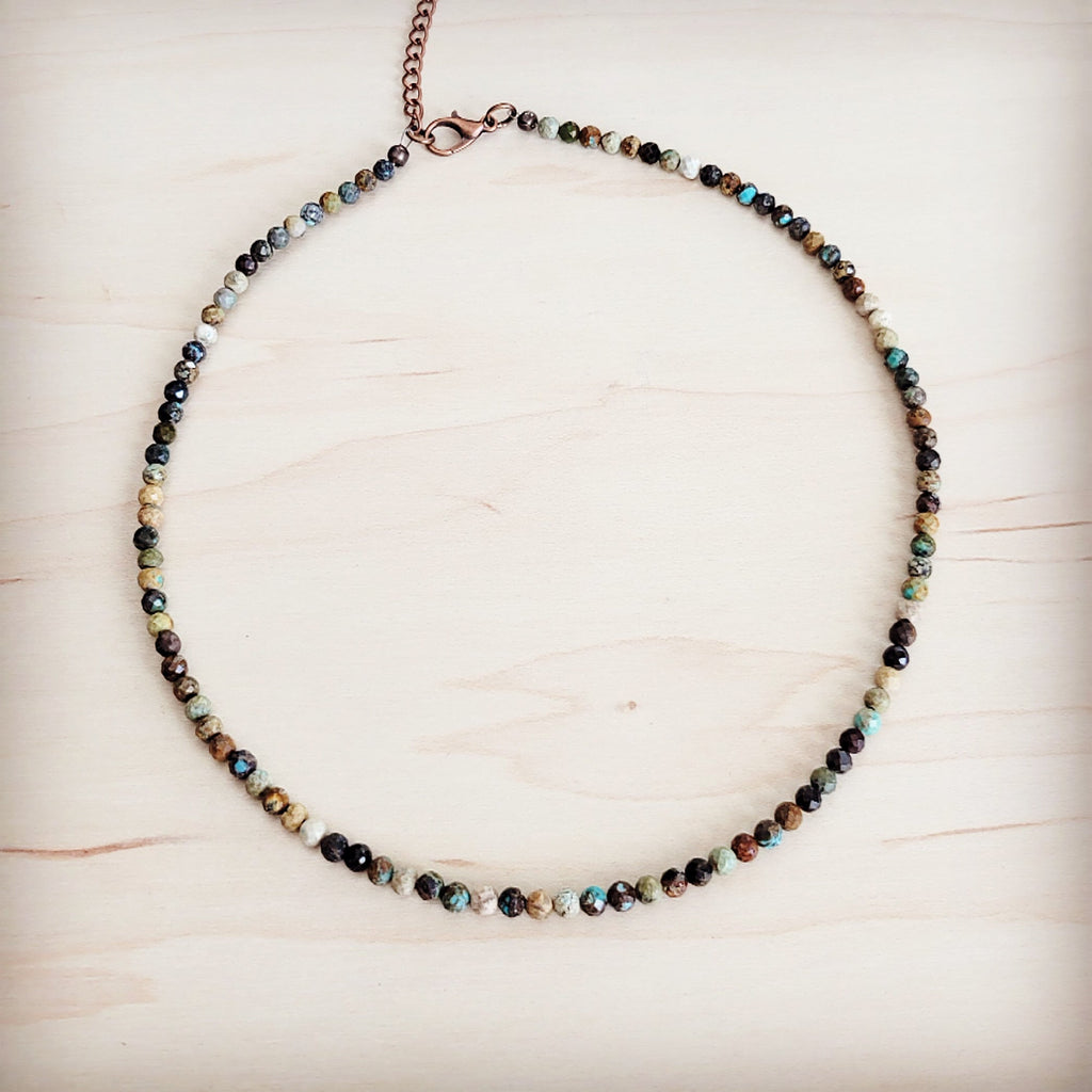 Faceted Genuine HuBei Turquoise Beaded Collar Necklace 262s