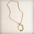 **Matte Gold Chain Necklace w/ Oval Pendant 257ky