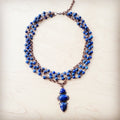 Blue Lapis Beaded Collar Necklace w/ Lapis Pendant 261s