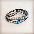 Genuine Jasper Beaded Leather Double Wrap Bracelet 811s