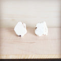 Turquoise Slab Earring Studs-White 200bo