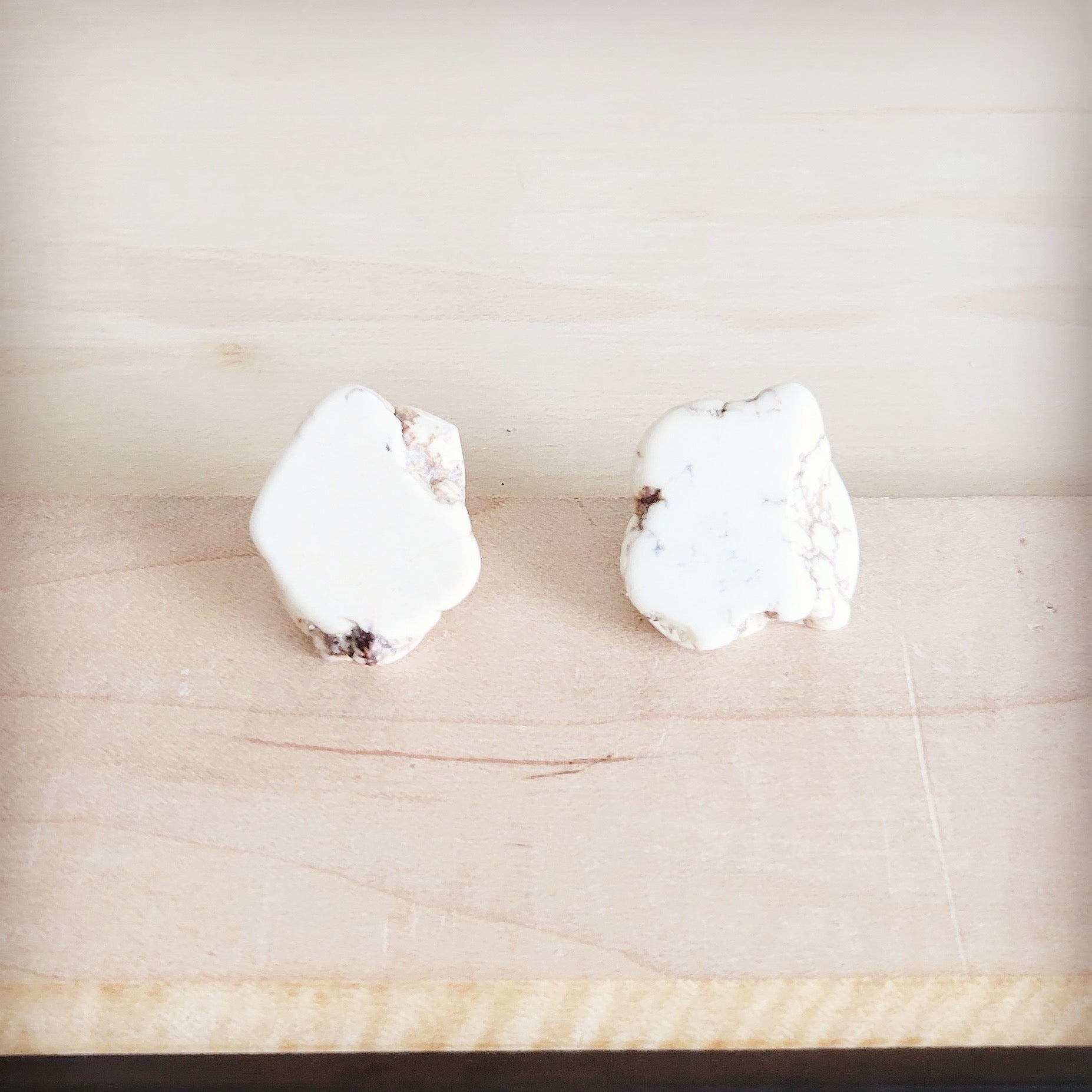 Turquoise Slab Earring Studs-White 200bo