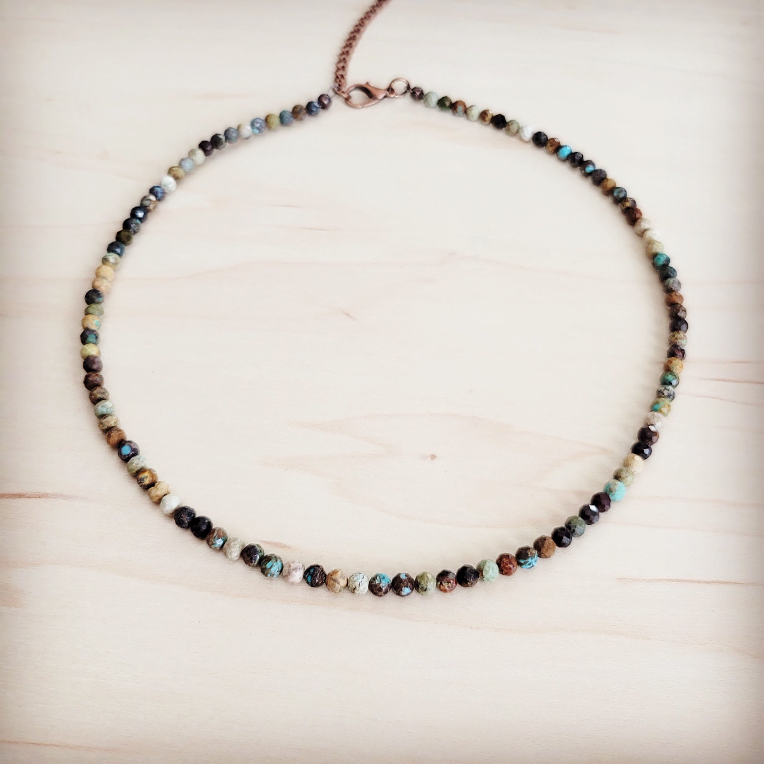 Faceted Genuine HuBei Turquoise Beaded Collar Necklace 262s