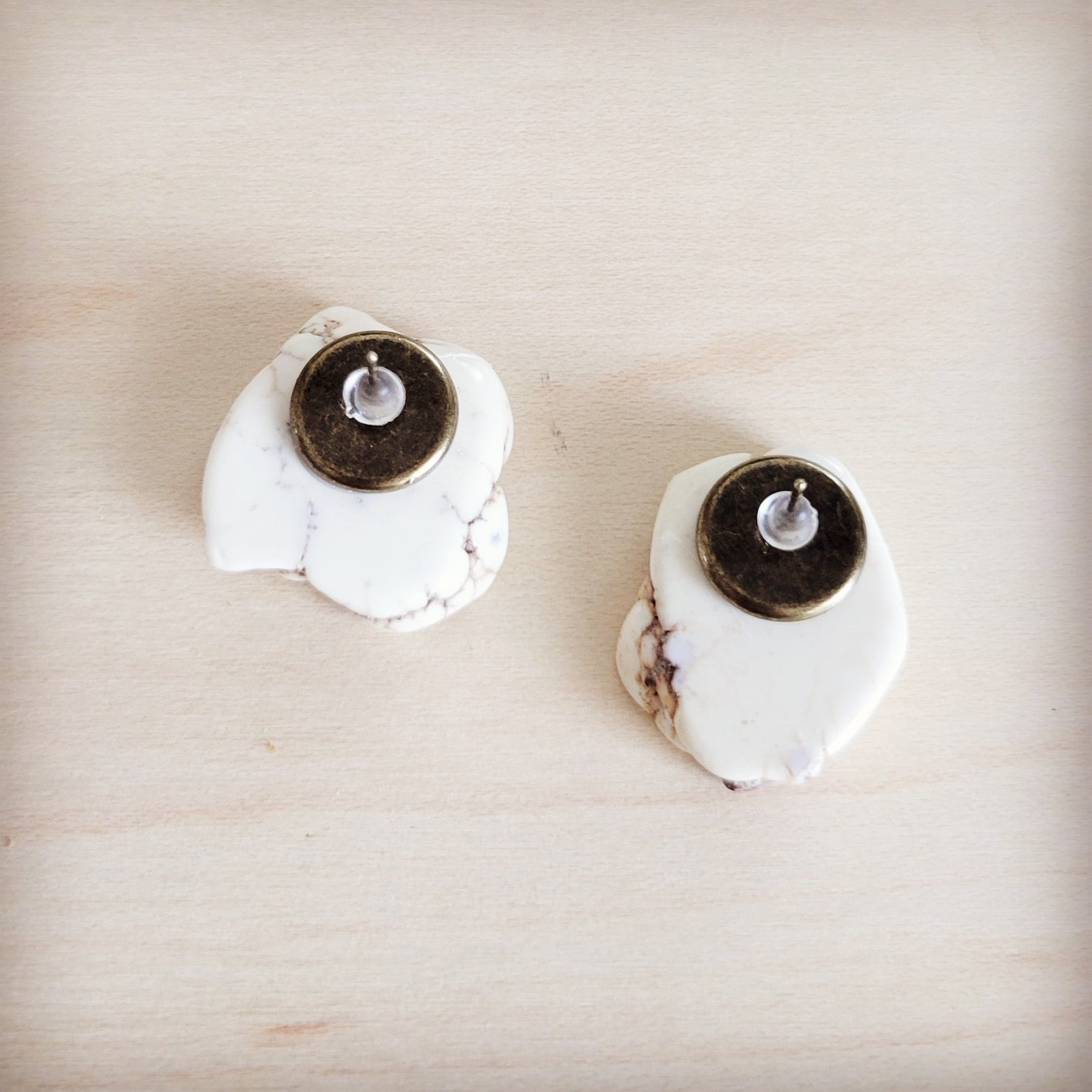 Turquoise Slab Earring Studs-White 200bo
