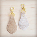 Hair-on-Hide Leather Key Chain - Light Tan 703j