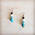 Genuine Regalite Wood and Turquoise Drop Earrings 200bd