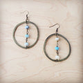 Western Copper Hoop Earrings w/ Amazonite Beads 200r