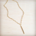 **Long Gold Chain Necklace w/ Bar Pendant 257kx