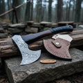 Hand Forged Damascus Steel Hatchet Hawks Tomahawk Axe Rose Wood