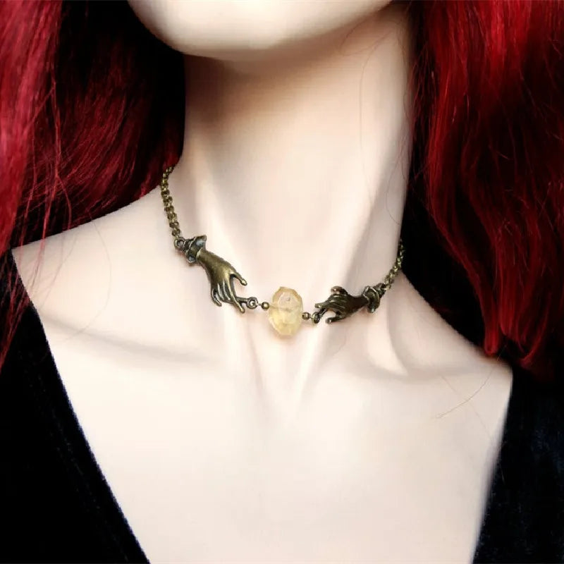 Witchy Chain Hand Crystal Necklace