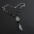 Pentacle Onyx & Quartz Bead Necklace