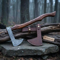 Custom Handmade Damascus steel Viking axe With Pure Leather sheath