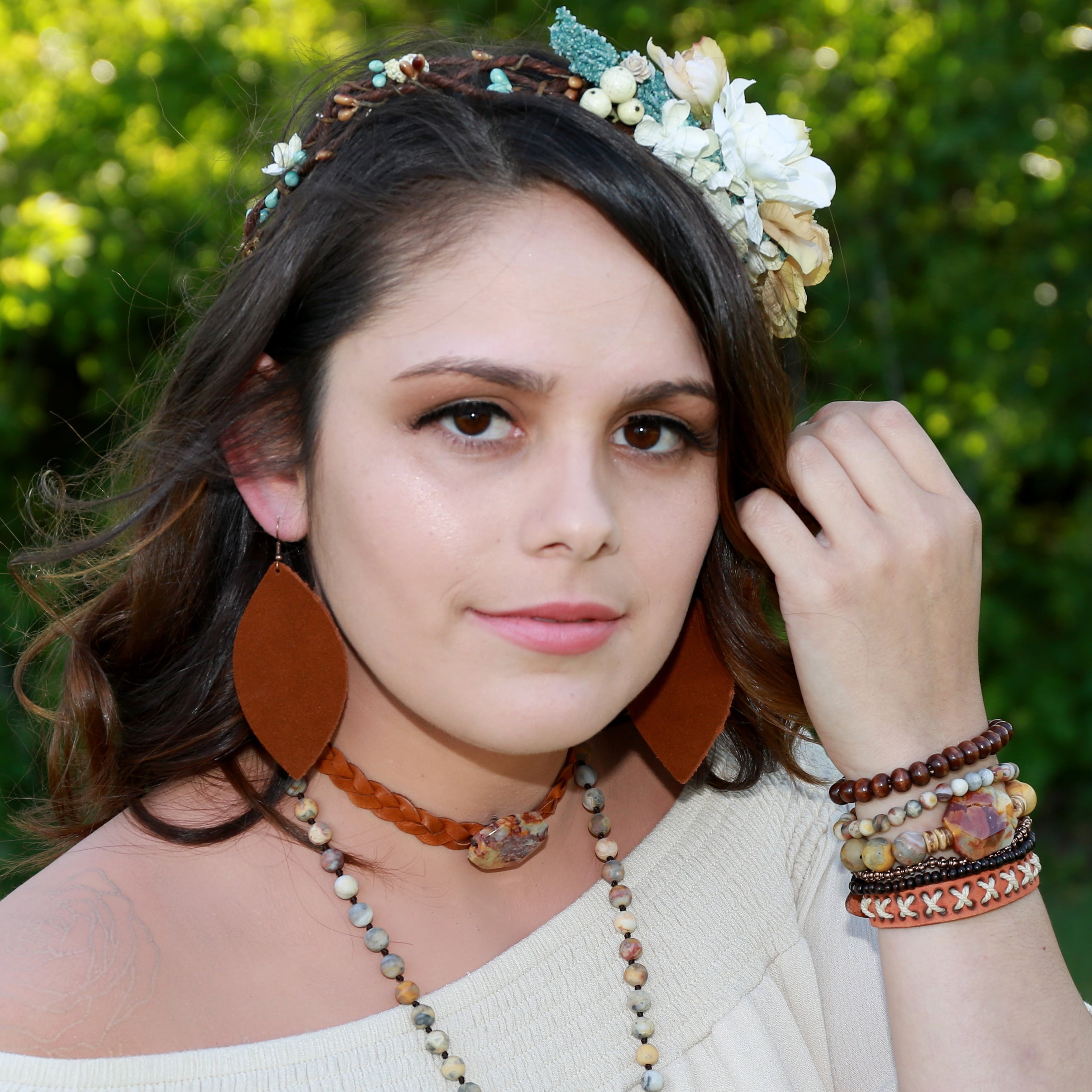 Wood Beaded Stretch Bracelet 800o