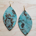 **Leather Oval Earrings in Turquoise Metallic 222L
