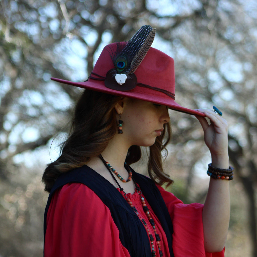 Natural American Turquoise Necklace w/ Wood Beads & Tassel 262i
