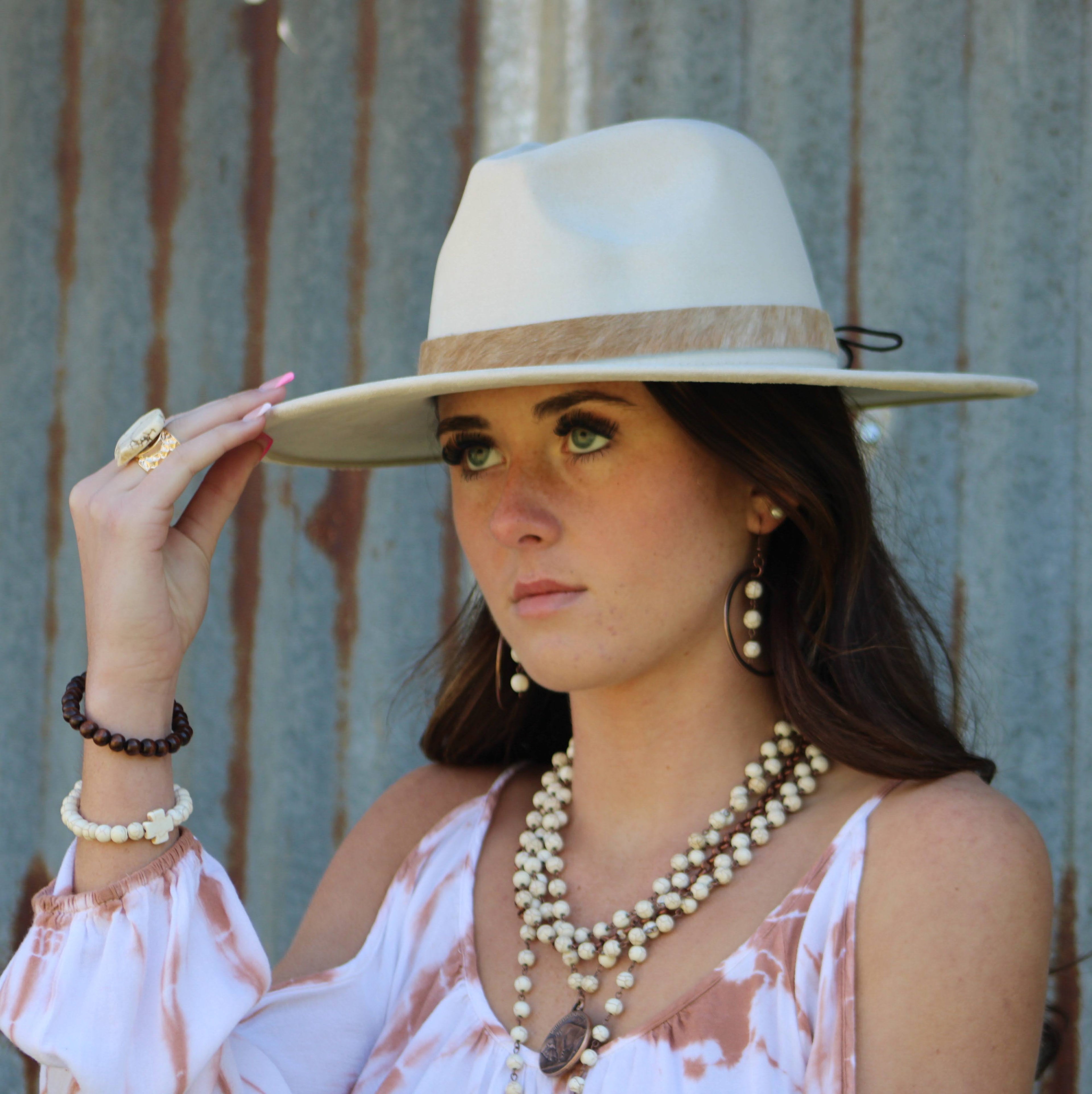 Western Copper Hoop Earrings w/ White Turquoise Beads 224g