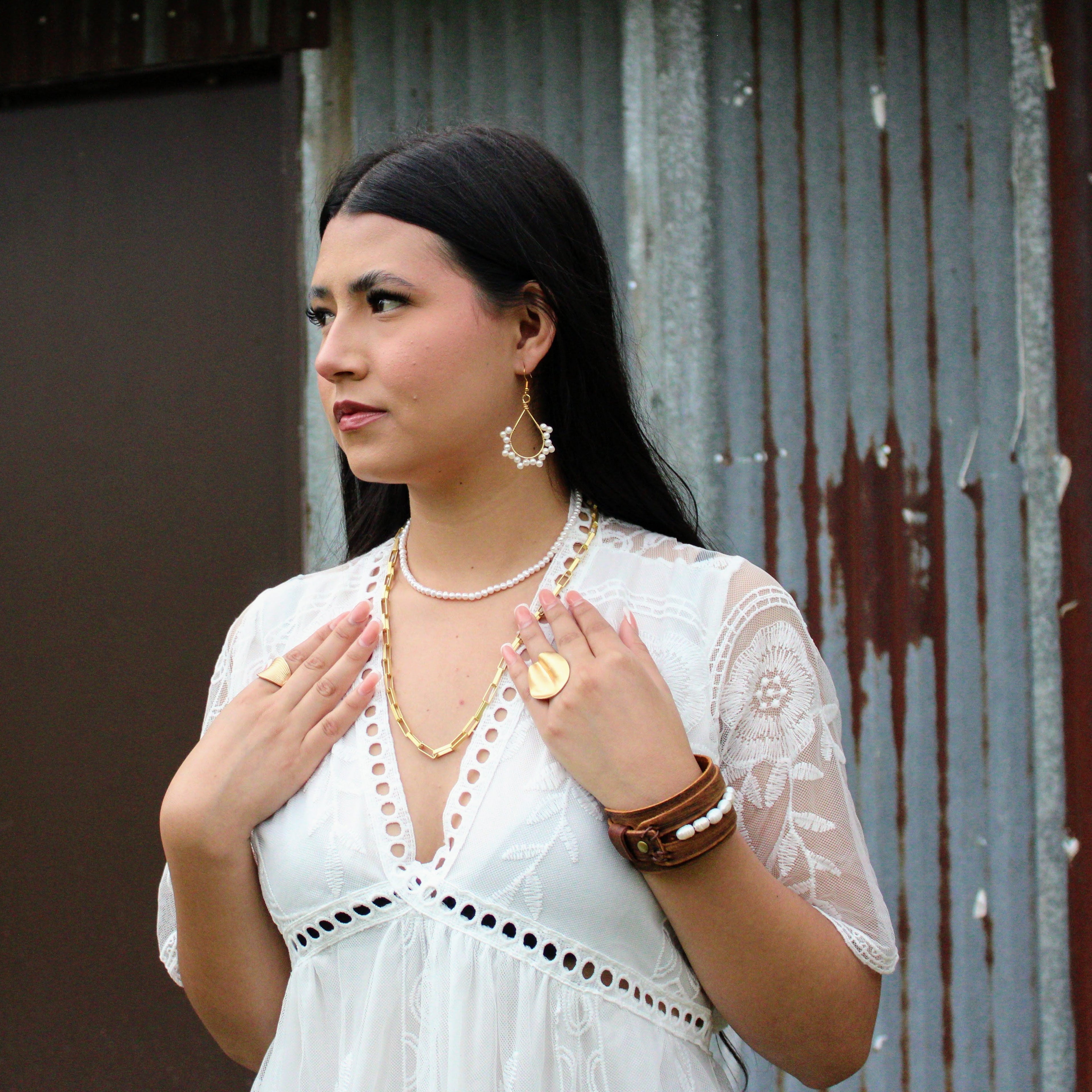 Gold Large Chain Link Layering Necklace 22" length 255o
